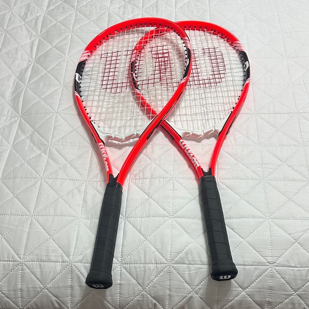 Wilson Vibrant Orange/Red Tennis Racket Pair